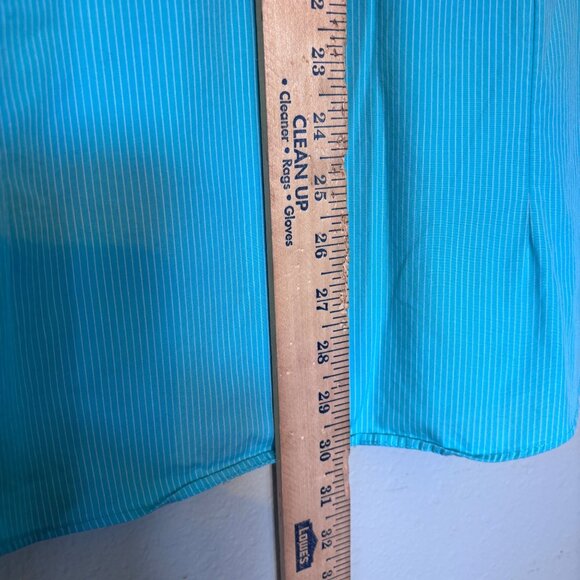 Kenneth Cole Reaction Slim Fit Mens Turquoise Striped Shirt Size 15.5 34-35 - Picture 8 of 12